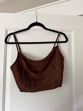 Forever 21 Brown Satin Cowl Neck Camisole